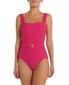 Hermoza Belted Marisa One-piece Swimsuit In Pink
