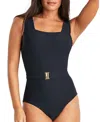 Hermoza Belted Marisa One-piece Swimsuit In Black