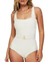 Hermoza Belted Marisa One-piece Swimsuit In Ivory