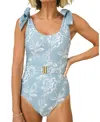 Hermoza Brittany Bow Strap One-piece Swimsuit In Blue