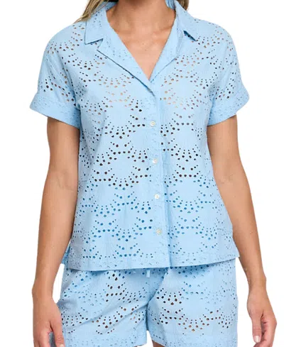 Hermoza Dakota Eyelet Shirt In Blue