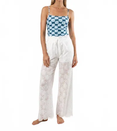 Hermoza Dana Pant In White Shell Eyelet In Multi