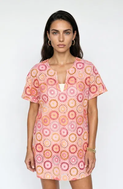 Hermoza Daphne Tunic Dress In Multi Coral