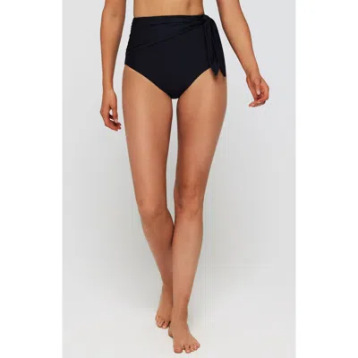 Hermoza Genevieve Sash Tie High-waisted Bottoms In Black
