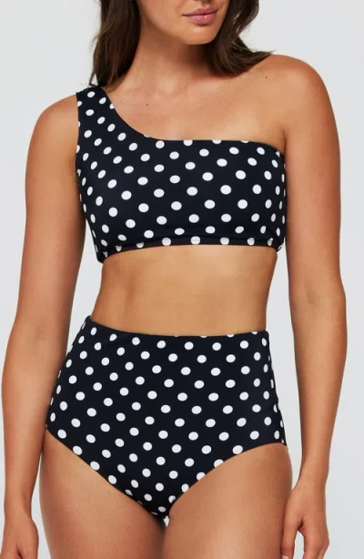 Hermoza Gianna One Shoulder Two-piece Bikini Top In Black