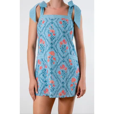 Hermoza Hillary Tie Strap Dress In Blue