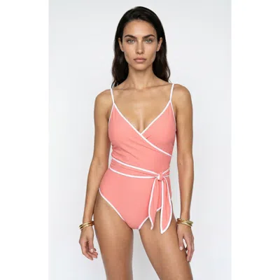 Hermoza Jan V Neck Wrap One Piece Swimsuit In Animal Print