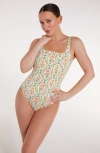 Hermoza Janece Seamless Square Neck One-piece Swimsuit In Multi