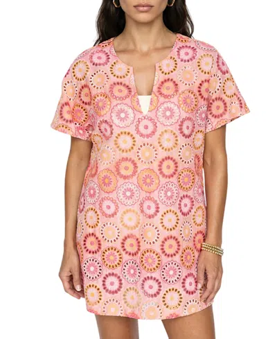 Hermoza Joyce Tunic Dress In Coral Multi In Pink
