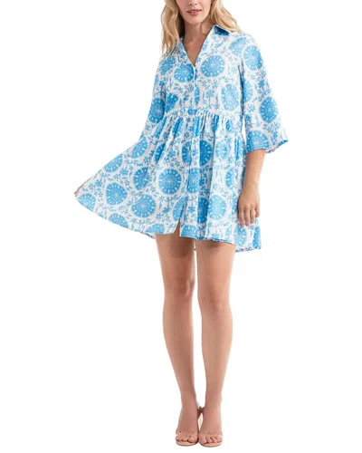 Hermoza Katie Collared Mini Shirt Dress In Blue