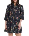 Hermoza Katie Mini Dress In Black Meadow Floral