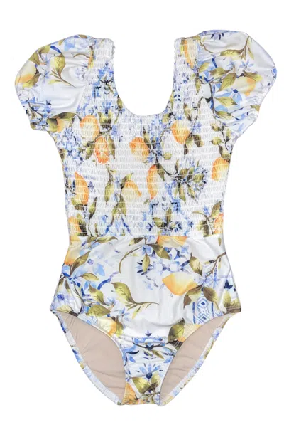 Hermoza Kids' Little Delilah Capped Sleeves One-piece Swimsuit In Multi