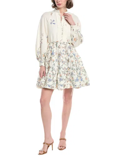 Hermoza Louisa Linen-blend Mini Dress In White
