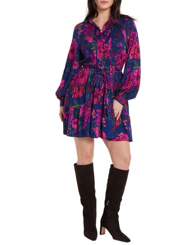 Hermoza Louisa Tunic Belted Tie Mini Dress In Blue