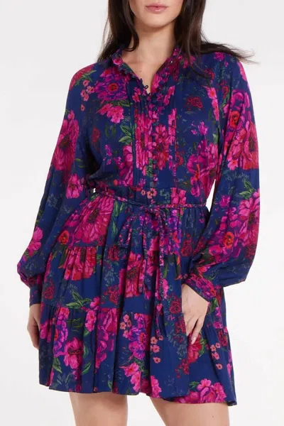 Hermoza Louisa Tunic Dress In Velvet Petals In Multi