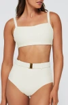 Hermoza Lucia Square Neck Two-piece Bikini Top In Neutral