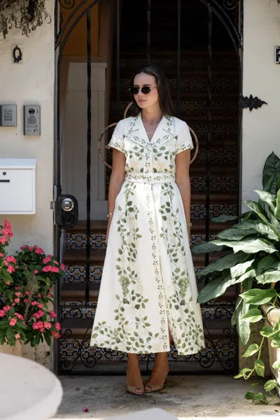 Hermoza Lucy Belted Midi Collar Dress In White