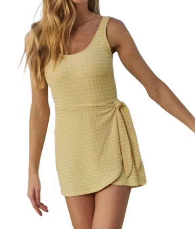 Hermoza Manuela Swim Dress In Yellow Seersucker