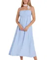 Hermoza Margot Smocked Spaghetti Strap Midi Dress In Blue