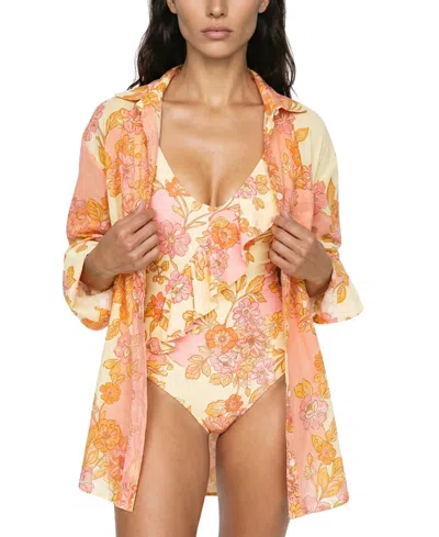 Hermoza Marie Button Front Collared Shirt Dress In Multi