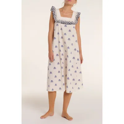 HERMOZA HERMOZA MARTHA EMBROIDERED SMOCKED MIDI DRESS