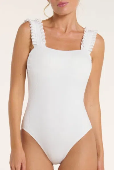 Hermoza Natalie Ruffle Strap One-piece Swimsuit In White