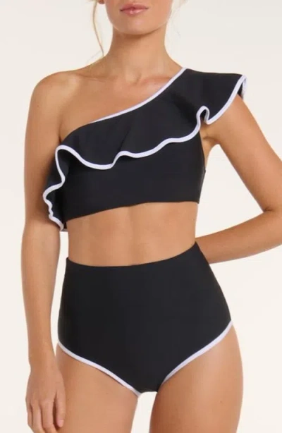 HERMOZA HERMOZA VANESSA ONE SHOULDER RUFFLE TWO-PIECE BIKINI TOP
