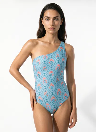 Hermoza Willow Asymmetrical One Piece Swimsuit In Blue