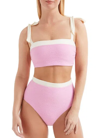 Hermoza Women's Becca Textured Bikini Top In Sea Pink