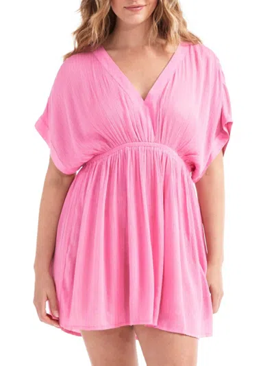 Hermoza Women's Catherine Cinched Dolman Cover Up In Pink