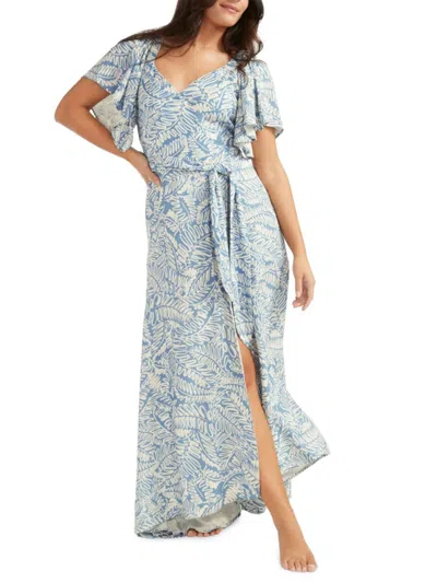 Hermoza Adriana Wrap Maxi Dress In Blue