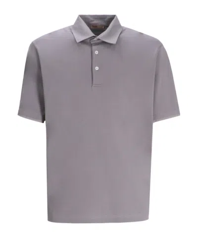 Herno Short-sleeve Cotton Polo Shirt In Gray