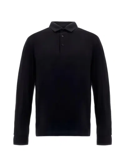 Herno 100% Wool Polo Shirt In Black