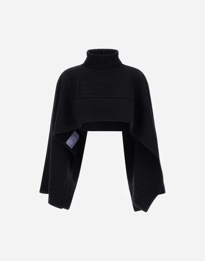 Herno Poncho In 100%�wool In Black