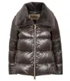 Herno Women Grey Ultralight Nylon And Lady Alternative Fur A-shape In Gray
