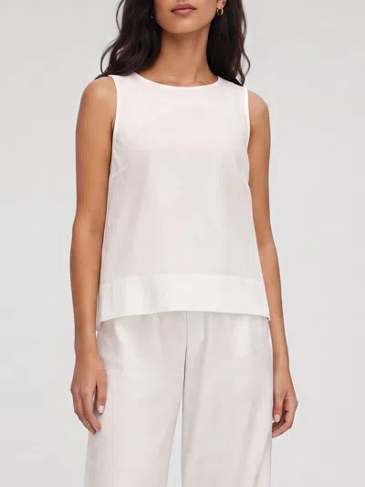 Herno Sleeveless Cotton Crewneck Top With Back Closure In White