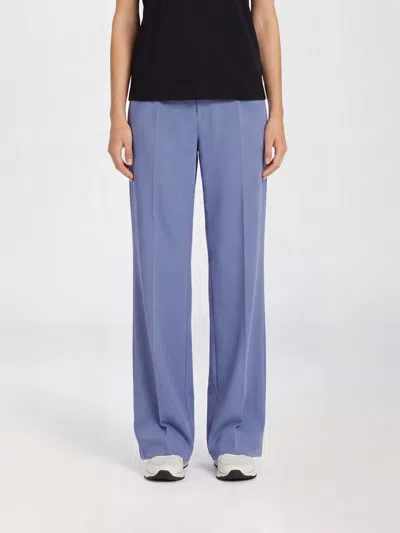 Herno High-waisted Jersey Palazzo Trousers With Drawstring In Blue
