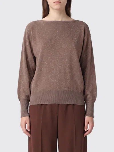 Herno Lurex And Viscose Boat Neck Jumper In Brown