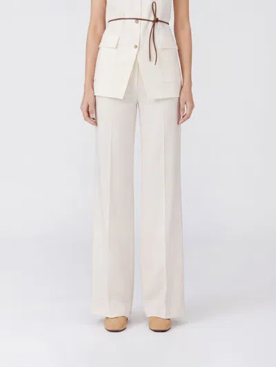 Herno High-waisted Cotton Wide Leg Trousers With Belt Loops In Animal Print