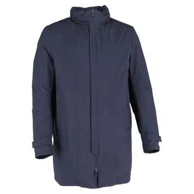 Herno 2-layer Gore-tex Down Jacket In Navy Blue Nylon