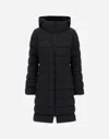 Herno Padded Hooded Long Down Jacket Zip Pockets In Black