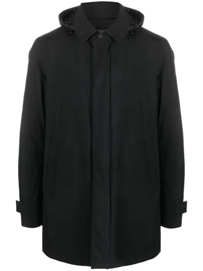 Herno 2-layered Carcoat With Gore-tex Membrane In Black