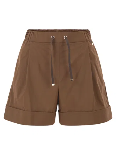 Herno 20 Denier Stretch Nylon Shorts In Brown