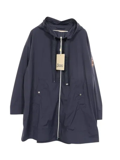 Pre-owned Herno 2020 Hooded Drawstring Coat In Blue