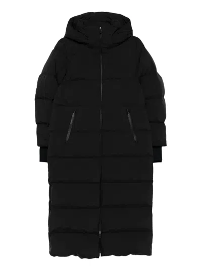 Herno 2layers Hooded Long Down Jacket In Black