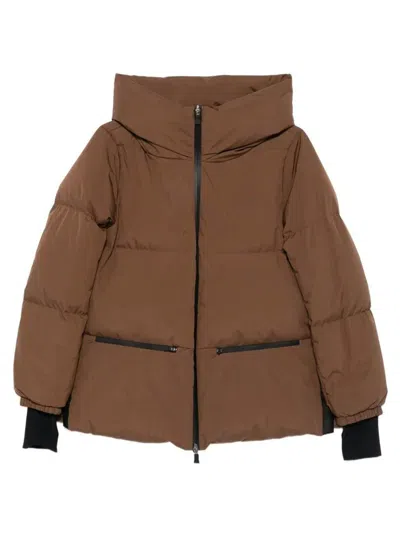 Herno 2layers Hooded Short Down Jacket Clothing In Brown