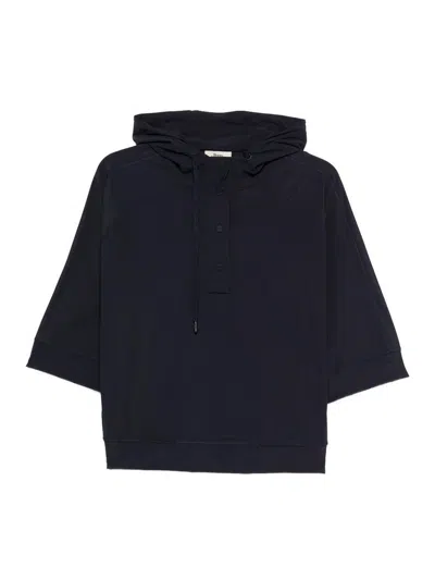 Herno 3/4 Sleeve Hoodie In Blue