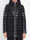 Herno Puffer Jacket With Drawstring Hood And Quilted Texture In Black