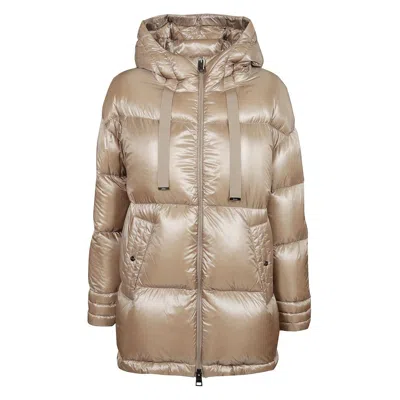 Herno A-shape Zip-up Hooded Puffer Jacket In Grey
