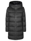Herno Black Down Jacket With Fixed Hood And Quilted Design In Tech Fabric Woman In Black